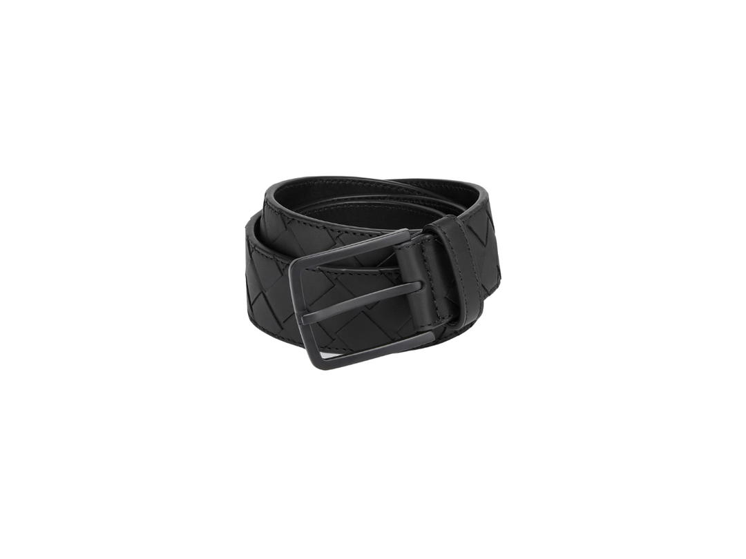 Bottega Veneta Bottega Veneta Intrecciato Belt In Matte Finish Nero Hardware With Nero