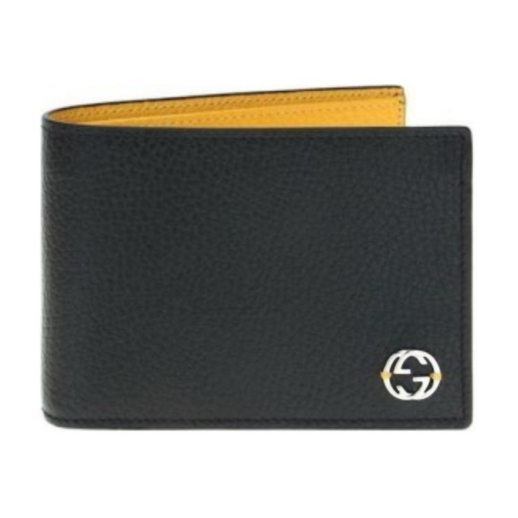 Gucci Gucci Leather Wallet Men's Black & Yellow