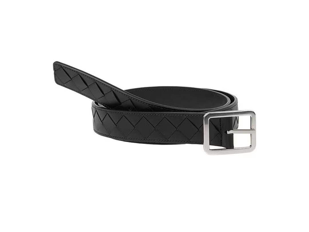 Bottega Veneta Bottega Veneta Leather Belt In Sliver Hardware With Black