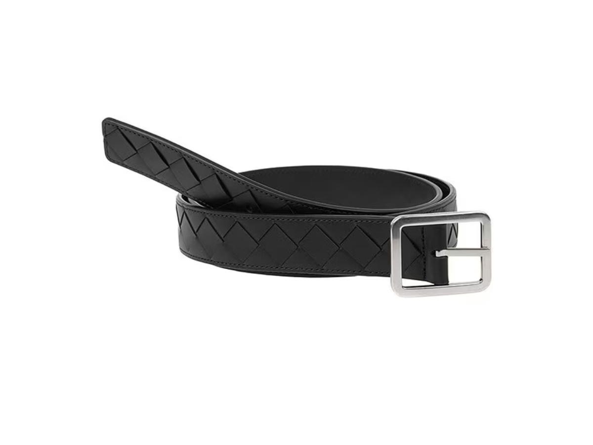 Bottega Veneta Bottega Veneta Leather Belt In Sliver Hardware With Black