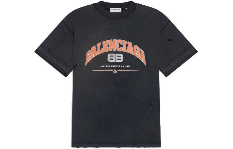 Balenciaga Balenciaga Women'ss Maison Balenciaga Medium Fit T Shirt Black/Orange/White