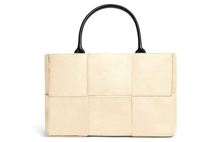 Bottega Veneta Bottega Veneta Sheepskin With Linen Tote Handbag Women's Beige