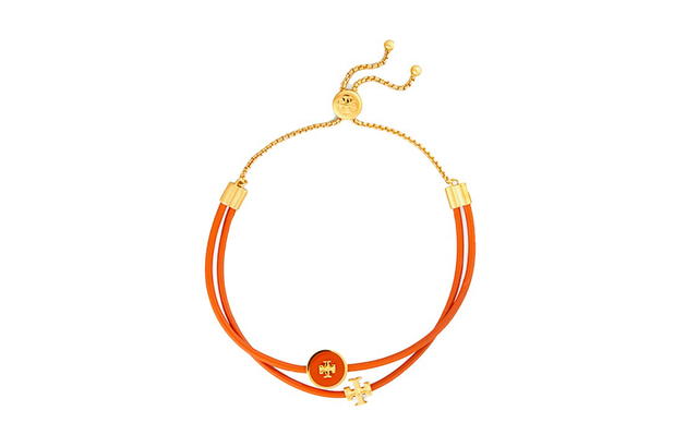 Tory Burch Tory Burch Double T Logo Leather Bracelet - Orange - view 1