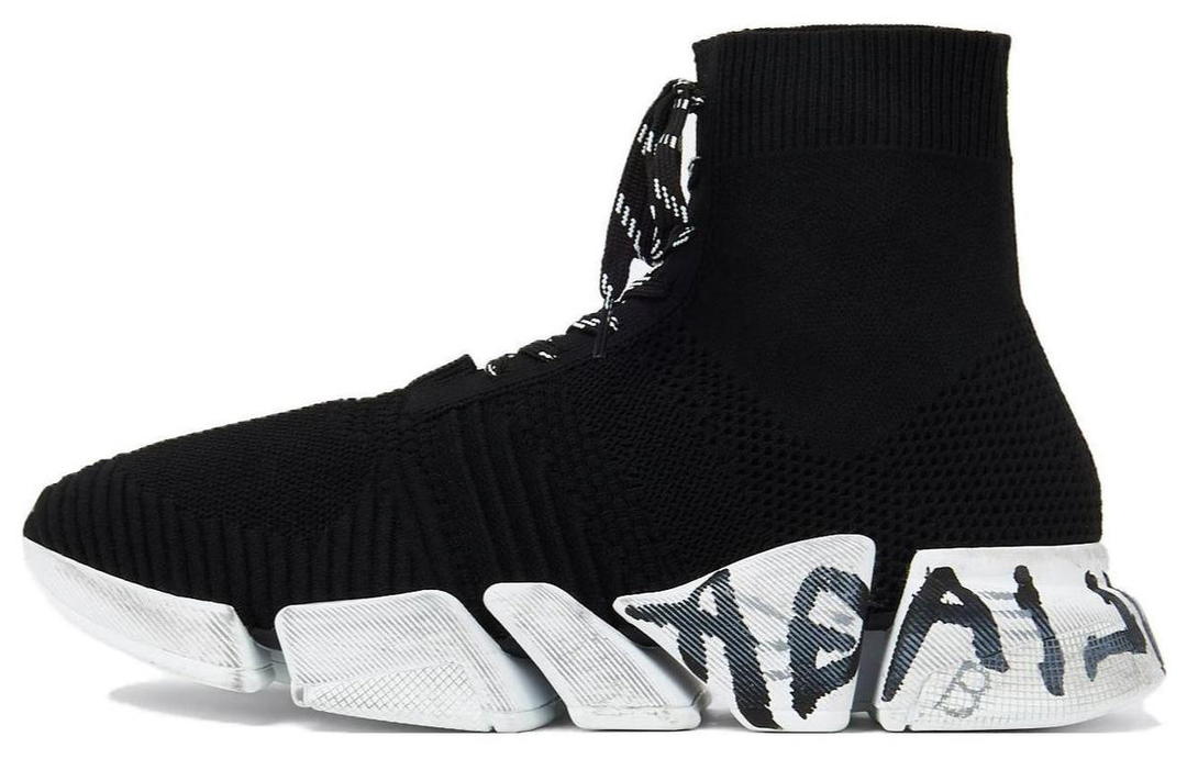 Balenciaga Balenciaga Speed 2.0 Lace Up Sneakers 'Black Recycled Knit And White Sole Unit'