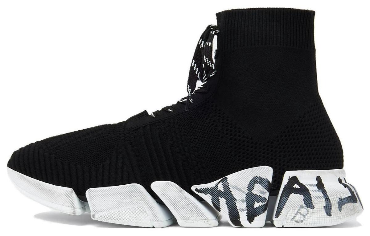 Balenciaga Balenciaga Speed 2.0 Lace Up Sneakers 'Black Recycled Knit And White Sole Unit'
