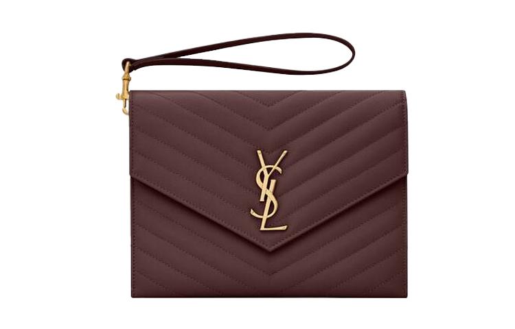 Saint Laurent Saint Laurent Monogram Cow Leather Handbags Clutches Women's Brown