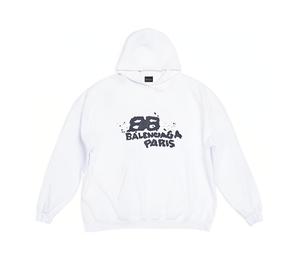Buy Balenciaga Hand Drawn Bb Icon Large Fit Hoodie White/Black at Sasom – Authentic and Ready to Ship