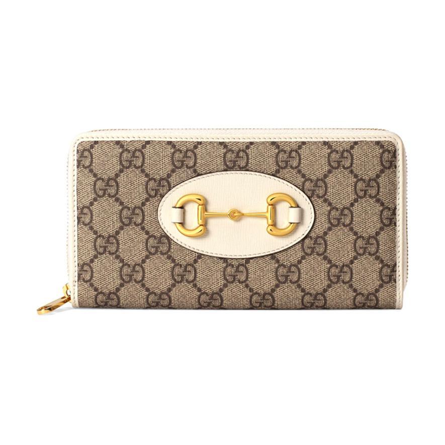 Gucci Gucci Horsebit 1955 Canvas With Leather Wallet Women's Ebony & White