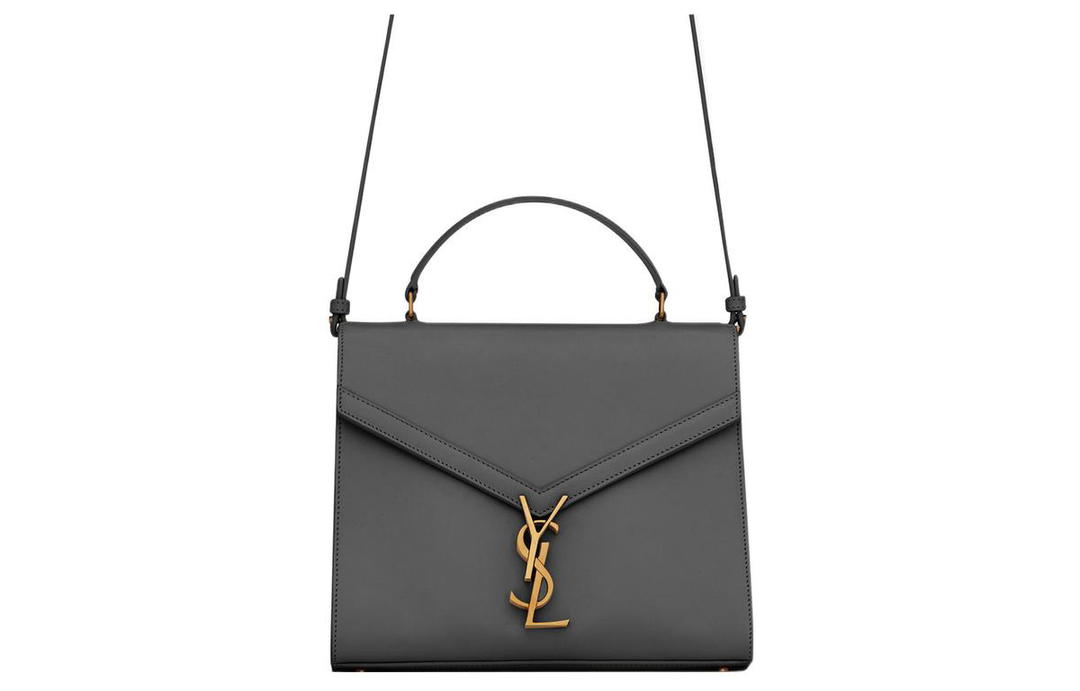 Saint Laurent Saint Laurent CASSANDRA Calfskin Suede Portable Crossbody Bag Shoulder Bag Medium Size Women's Gray