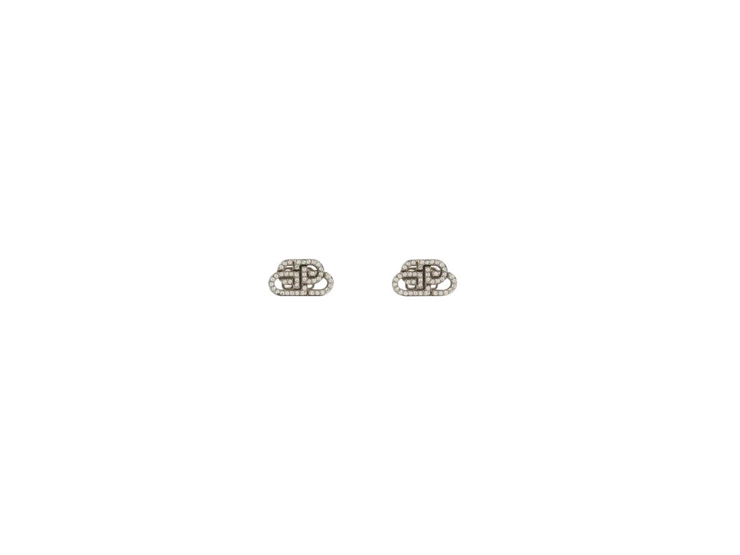 Balenciaga Balenciaga Bb Xs Stud Earrings In Crystal And silver