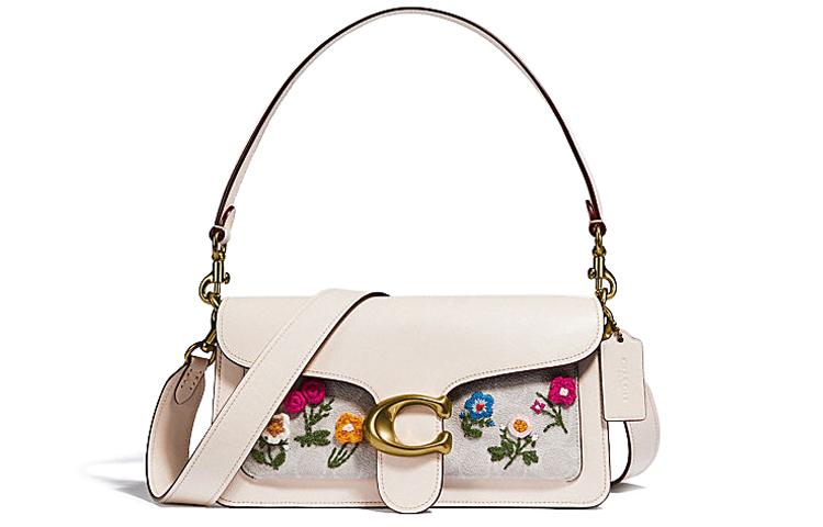 Coach Coach Tabby Canvas With Leather Wine God Bag Shoulder Bag Crossbody Bag Medium Size Women's White