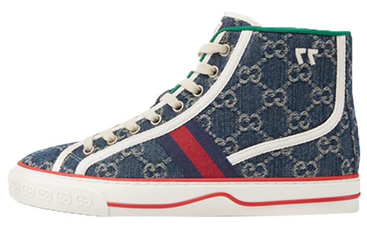 Gucci Gucci Tennis 1977 High Top Denim Gg Print Women's