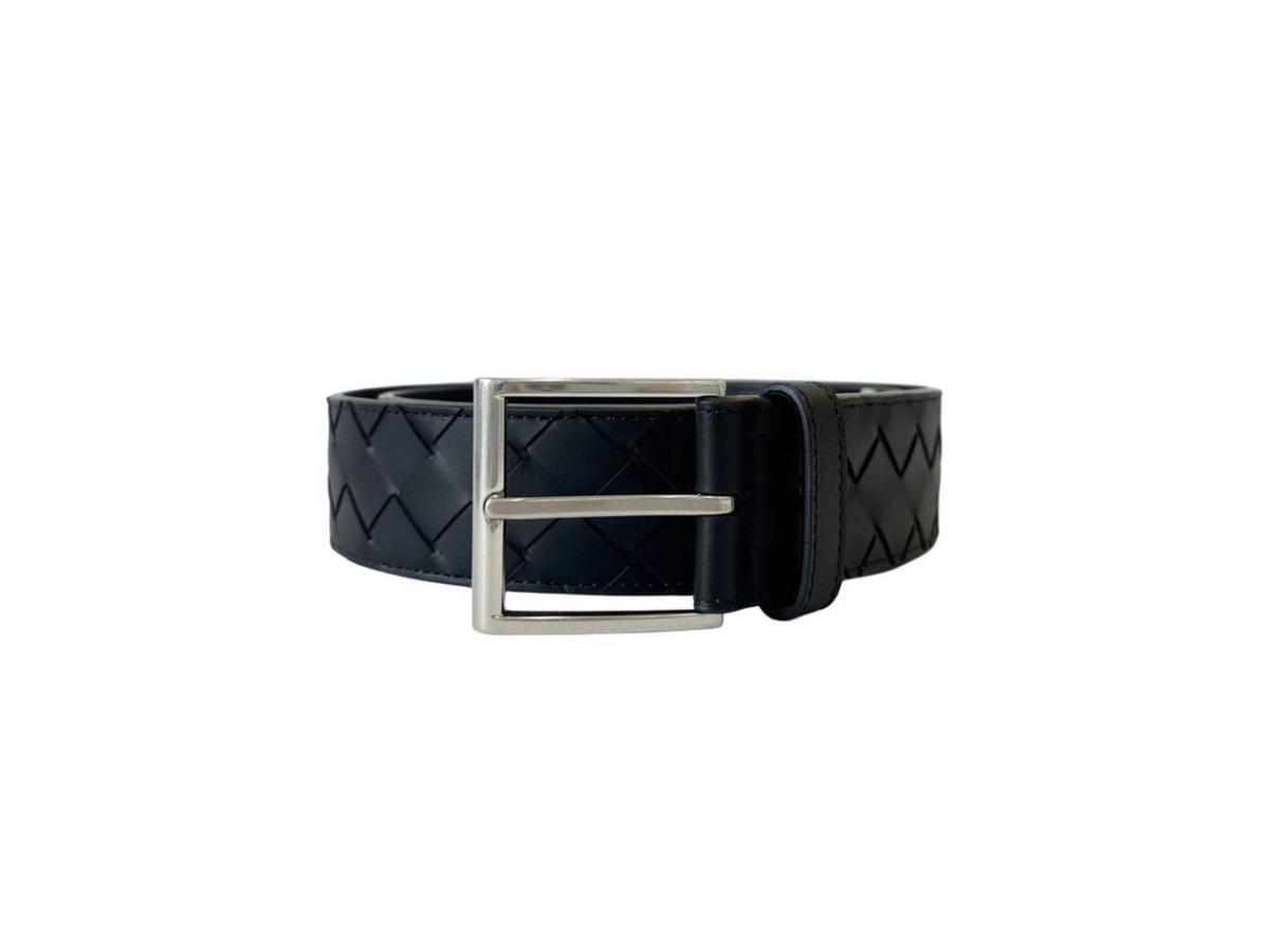 Bottega Veneta Bottega Veneta Intrecciato Weaving Belt In Sliver Hardware With Black