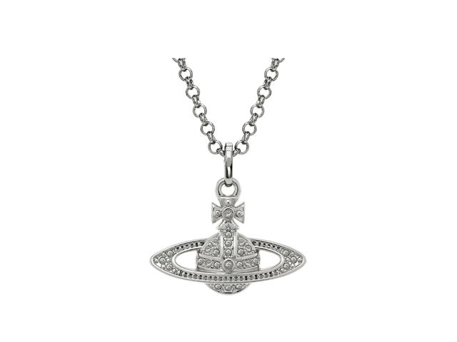 Vivienne Westwood Vivienne Westwood Mini Bas Relief Pendant Necklace 48CM In Silver Tone Plating With Crystal Encrusted Orb - view 1