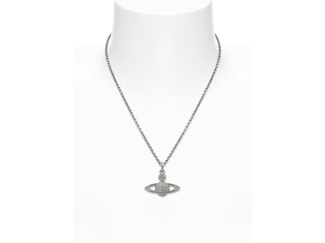 Vivienne Westwood Vivienne Westwood Mini Bas Relief Pendant Necklace 48CM In Silver Tone Plating With Crystal Encrusted Orb - view 2