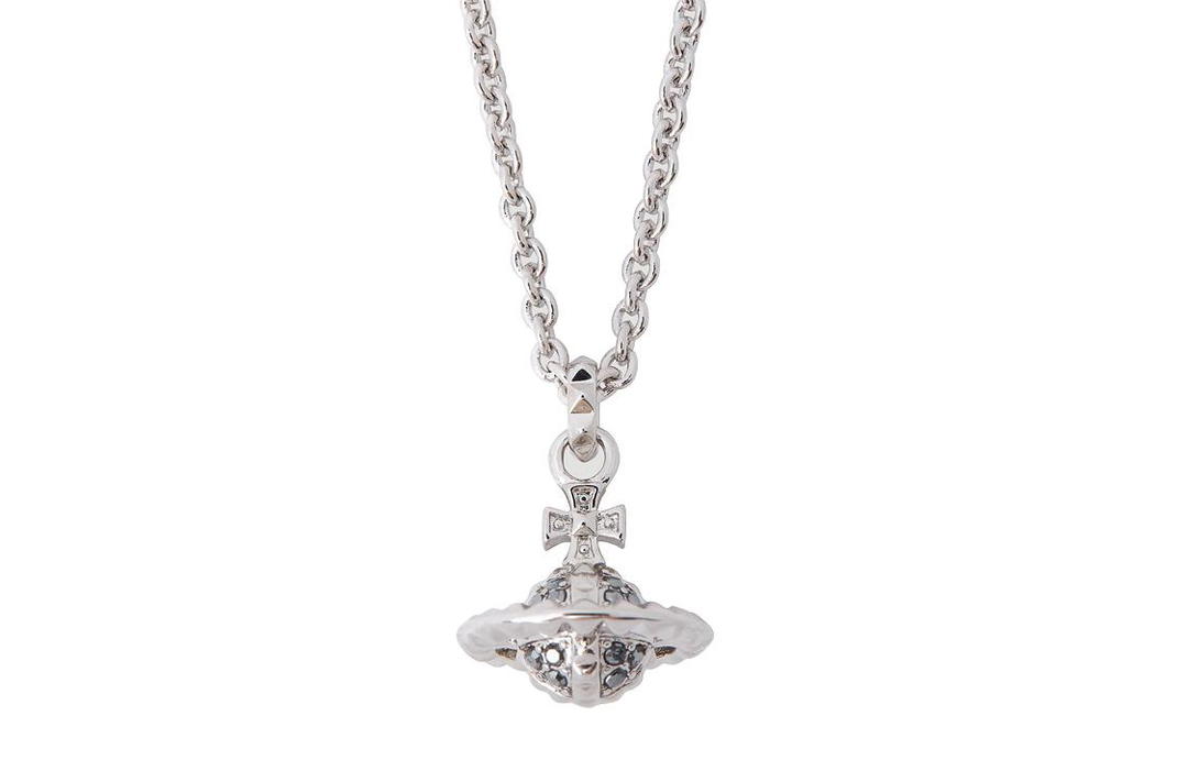 Vivienne Westwood Vivienne Westwood Brass Necklace Gunmetal Gray Rhinestone Inlay Limited Edition Men's Silver/gun Grey