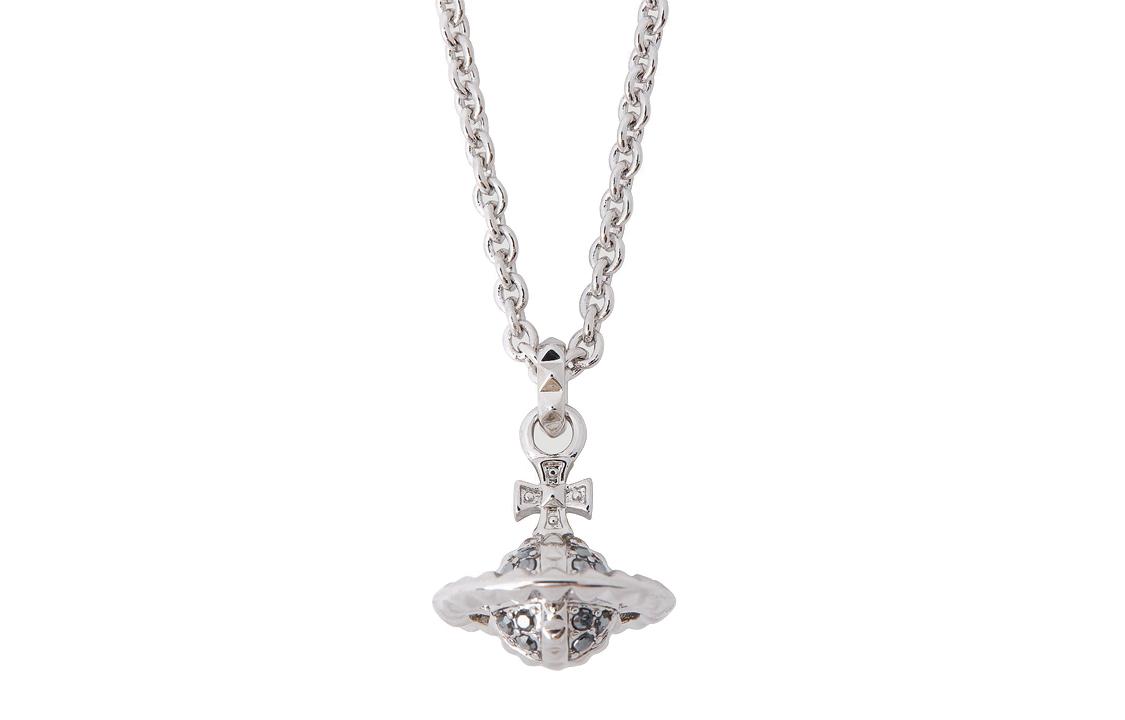 Vivienne Westwood Vivienne Westwood Brass Necklace Gunmetal Gray Rhinestone Inlay Limited Edition Men's Silver/gun Grey