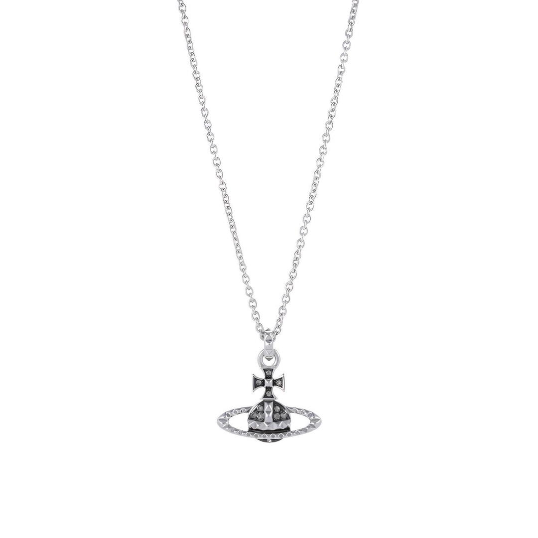 Vivienne Westwood Vivienne Westwood Brass Zinc Iron Silicon Glass Rhodium Diamond Crystal Necklaces Unisex Silver