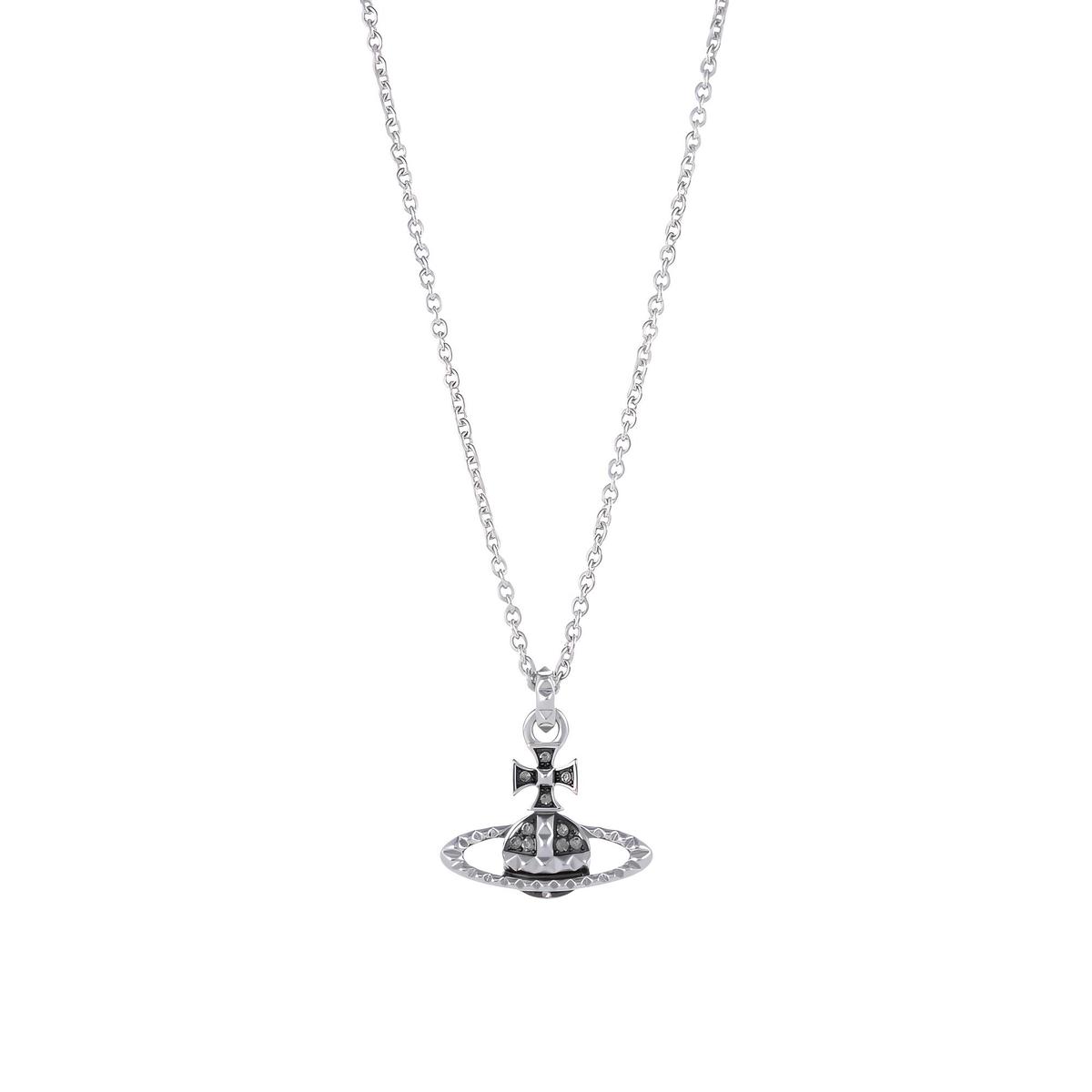 Vivienne Westwood Vivienne Westwood Brass Zinc Iron Silicon Glass Rhodium Diamond Crystal Necklaces Unisex Silver