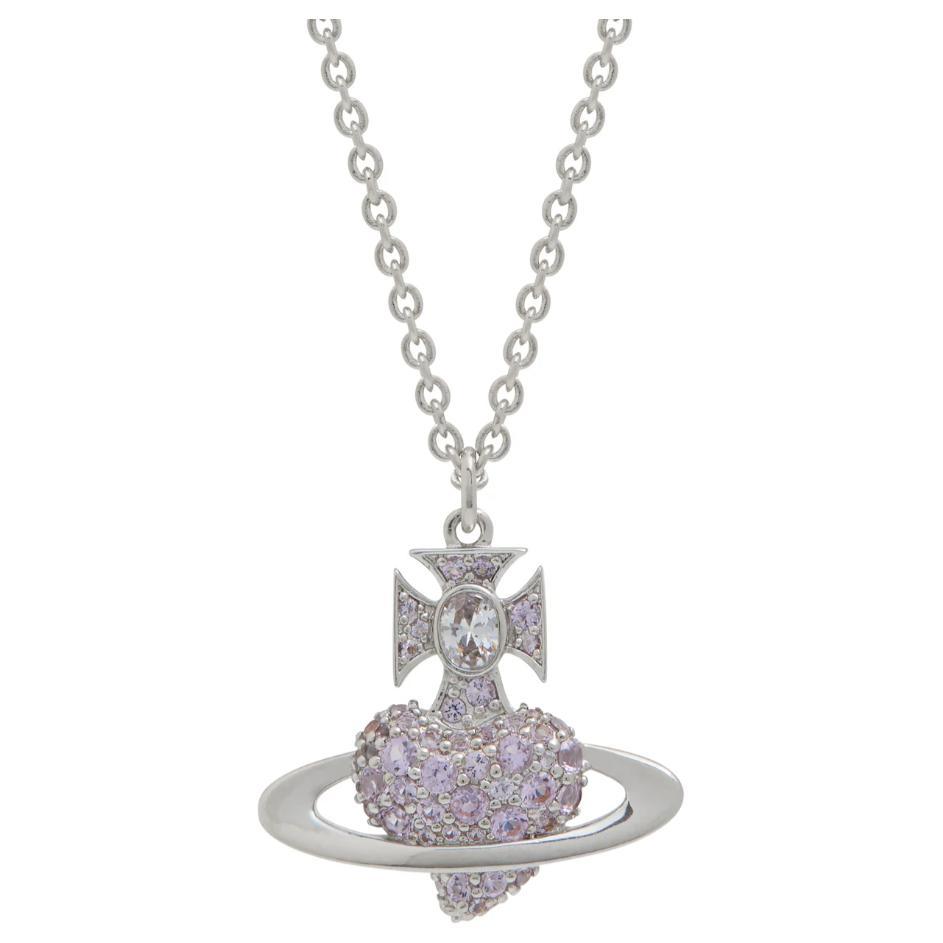 Vivienne Westwood Vivienne Westwood Platinum-Plated Zircon Silver-Plated Brass Necklaces Unisex Silver