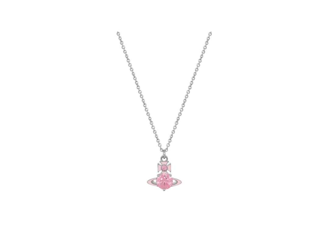Vivienne Westwood Vivienne Westwood Millie Pendant Necklace Platinum Pink Enamel Pink CZ