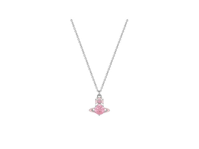 Vivienne Westwood Vivienne Westwood Millie Pendant Necklace Platinum Pink Enamel Pink CZ - view 1