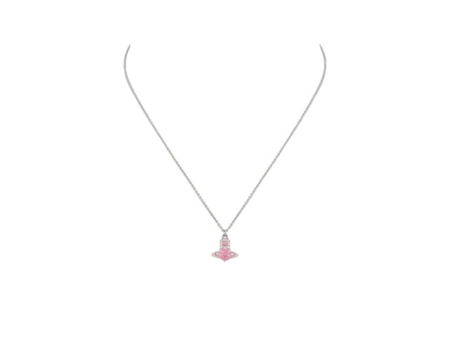 Vivienne Westwood Vivienne Westwood Millie Pendant Necklace Platinum Pink Enamel Pink CZ - view 2