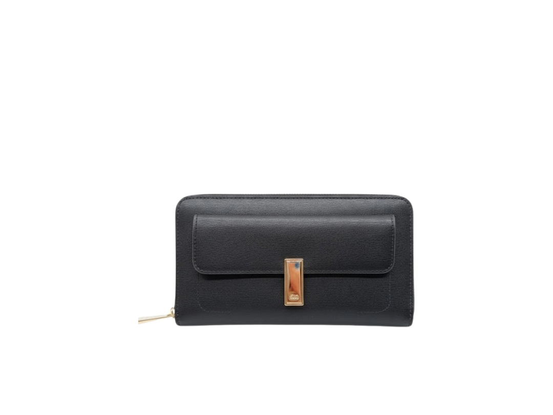 Bally Bally  Leather Round Long Wallet Black