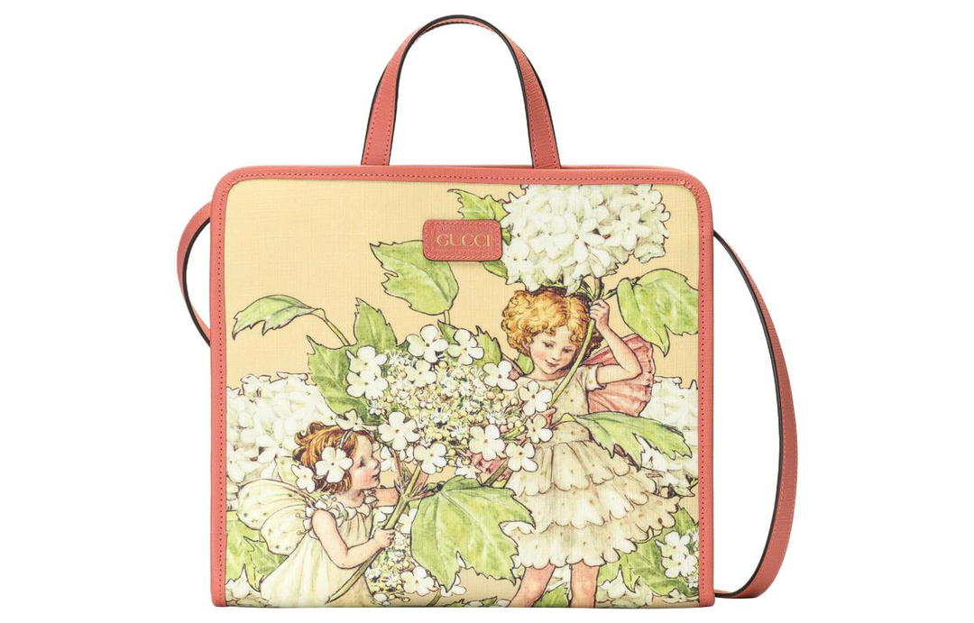 Gucci Gucci Canvas Leather Trim Tote Bag Shopping Bag Shoulder Bag Crossbody Bag Handbag Regular Kids' Beige/Green