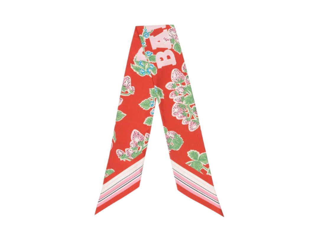 Bally Bally Neck Bow In Strawberry Print Silk