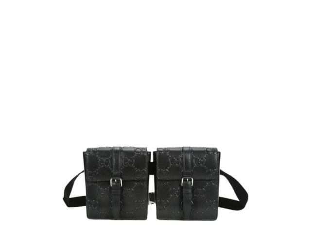 Gucci Gucci GG Embossed Perforated Double Belt Bag Black - view 1