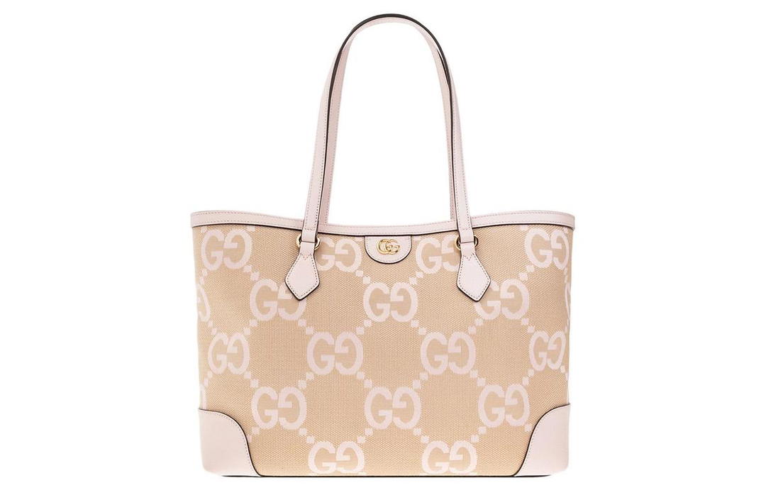 Gucci Gucci Ophidia Canvas With Leather Tote Bag, Shopping Bag, Canvas Bag, Handbag Medium Size Women's Camel/Pink