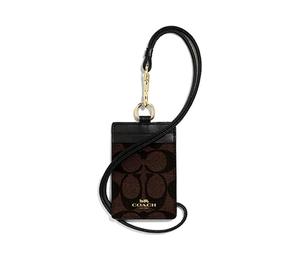 Buy Coach Lanyard Coated Canvas Leather Card Holder Women's Black Brown at Sasom – Authentic and Ready to Ship
