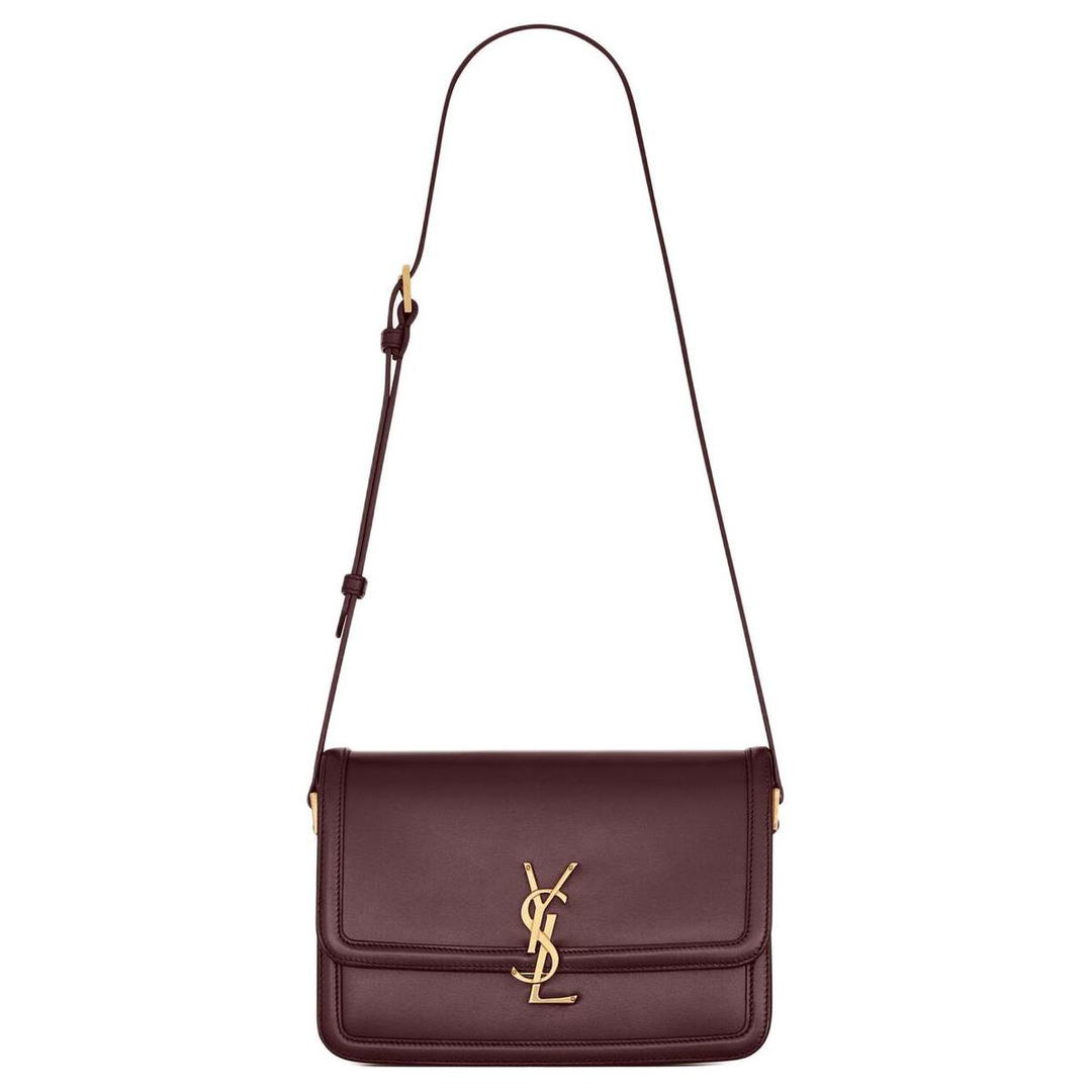 Saint Laurent Saint Laurent SOLFERINO Calfskin Tofu Bag, Shoulder Bag, Crossbody Bag Medium Size Women's Total Cabernet Red