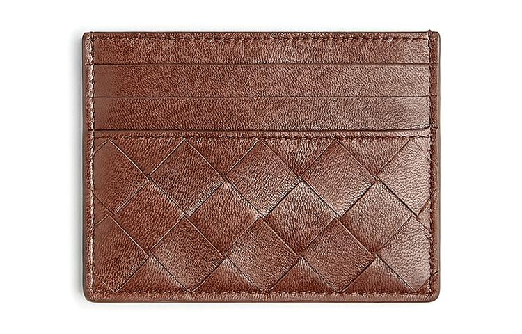 Bottega Veneta Bottega Veneta Intrecciato Nappa Leather Card Holder Men's Brownie Brown