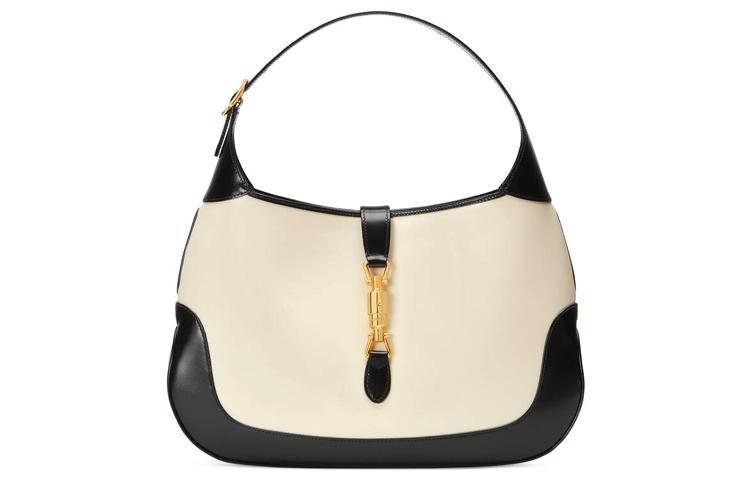 Gucci Gucci Jackie 1961 Leather Crescent Shoulder Bag Shoulder Bag Medium Size Women's Black White