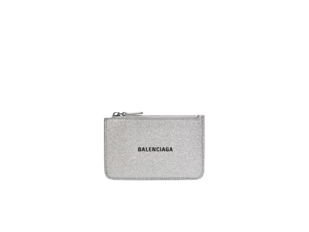 Balenciaga Balenciaga Cash Large Long Coin And Card Holder Sparkling Fabric In Silver