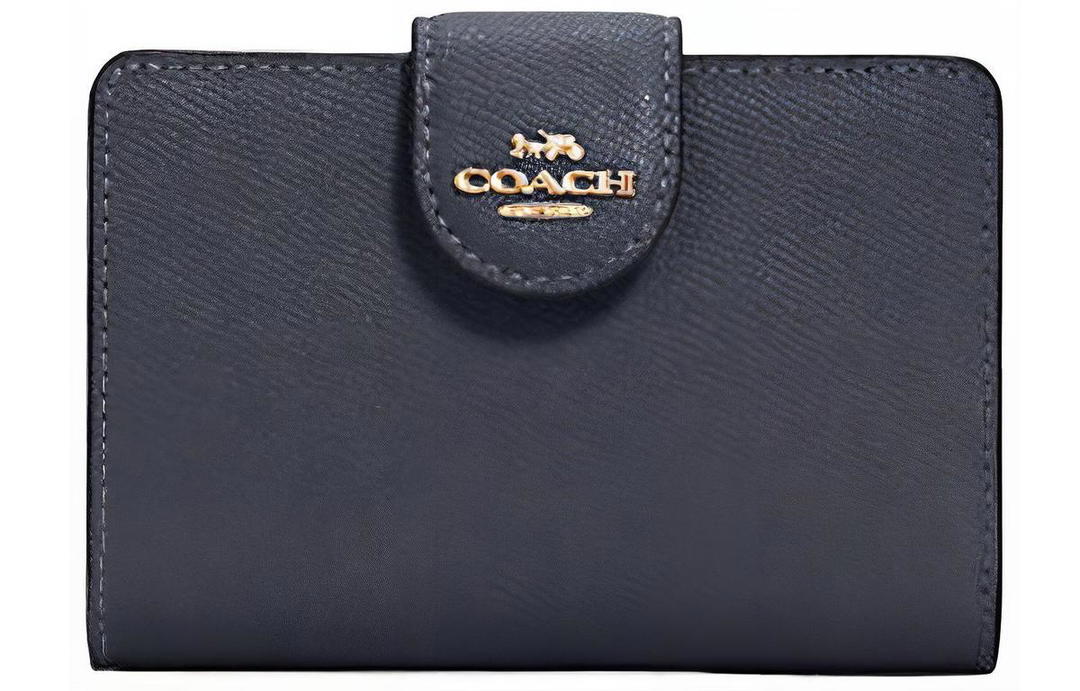 Coach Coach Leather Card Holder Wallet Medium Size Women's Dark Night Blue