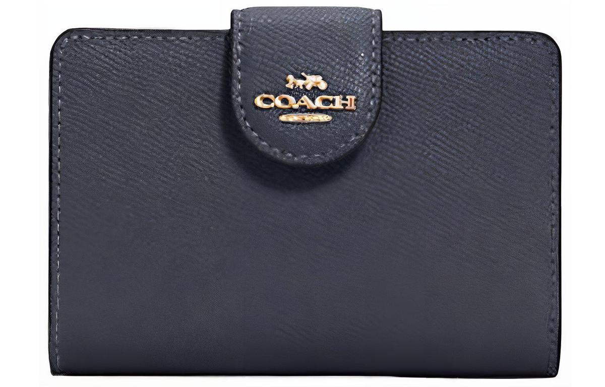 Coach Coach Leather Card Holder Wallet Medium Size Women's Dark Night Blue