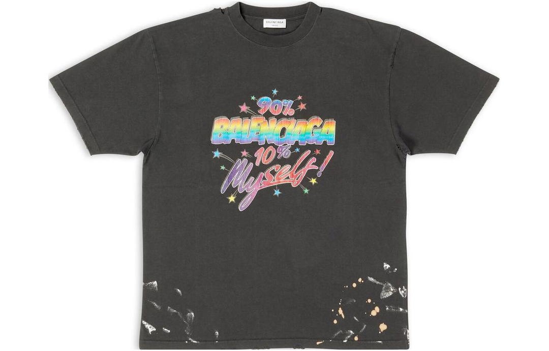 Balenciaga Balenciaga Women's 90/10 Large Fit Vintage T Shirt Black/Multi