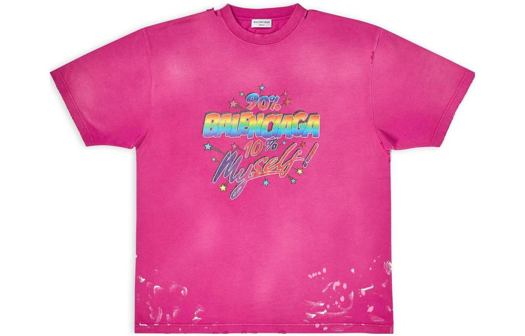 Balenciaga Balenciaga Women's 90/10 Large Fit Vintage T Shirt Dark Pink