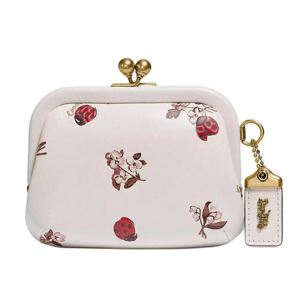 Coach Coach Kisslock Delicate Calfskin Coin Purse Mini Women's White