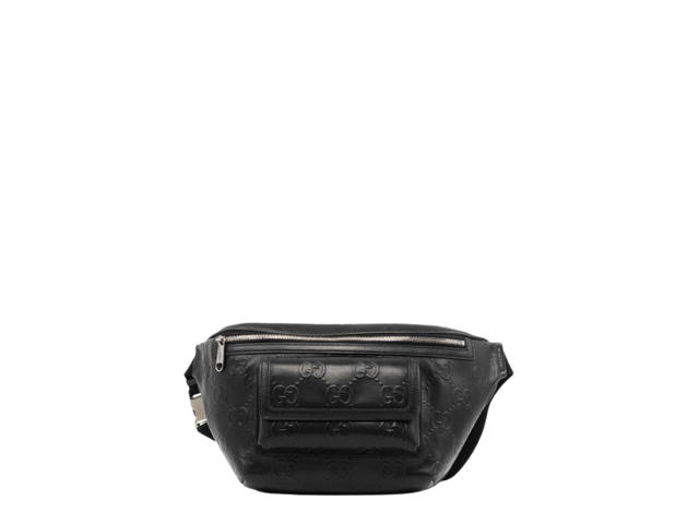 Gucci Gucci GG Embossed Belt Bag In Silver-Tone Hardware With Black - view 1