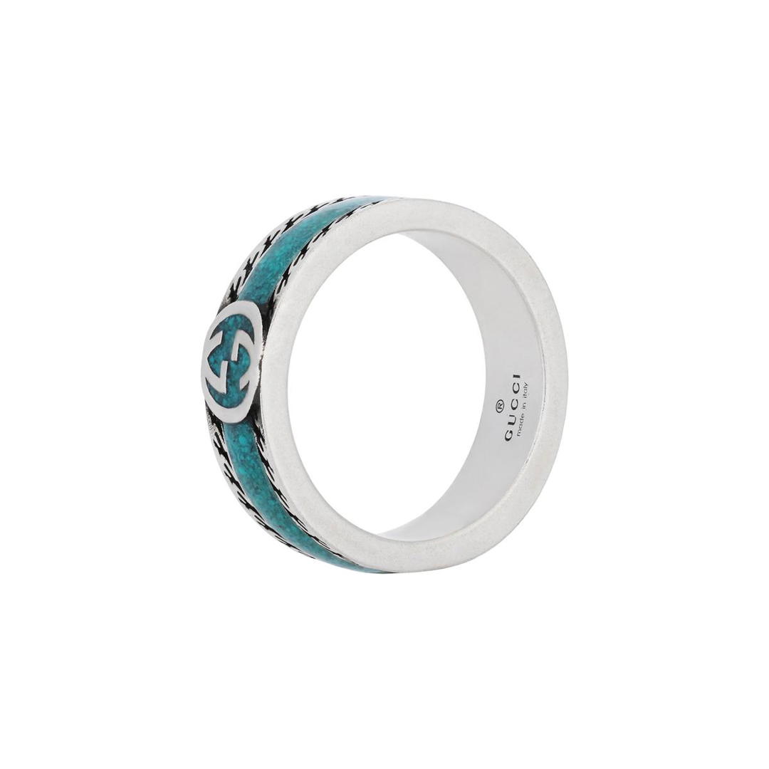 Gucci Gucci Ring With Interlocking G Turquoise Enamel