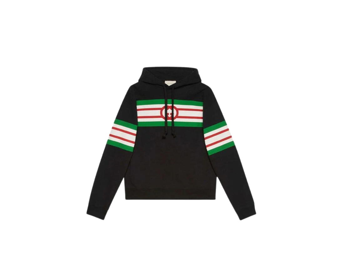 Gucci Gucci Interlocking G Print Hoodie Black Green
