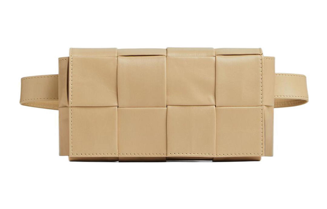 Bottega Veneta Bottega Veneta Cassette Belt Cow Leather Box Bag Camera Bag Fanny Pack Crossbody Bags Mini Men's Beige Yellow