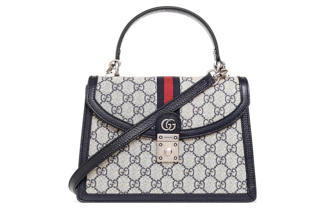 Gucci Gucci Ophidia Canvas Leather Shoulder Bag Crossbody Bag Handbag Small Size Women's Blue/Beige