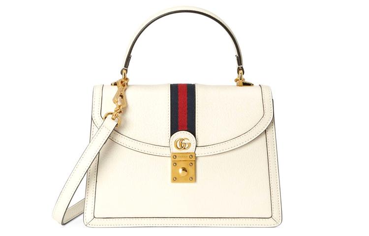 Gucci Gucci Ophidia Leather Shoulder Bag Crossbody Bag Handbag Small Size Women's White