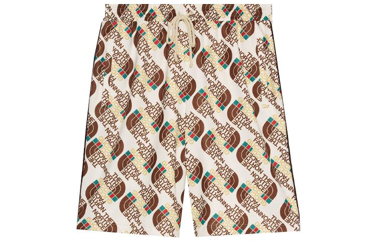 Gucci Gucci X The North Face Logo Web Print Silk Shorts