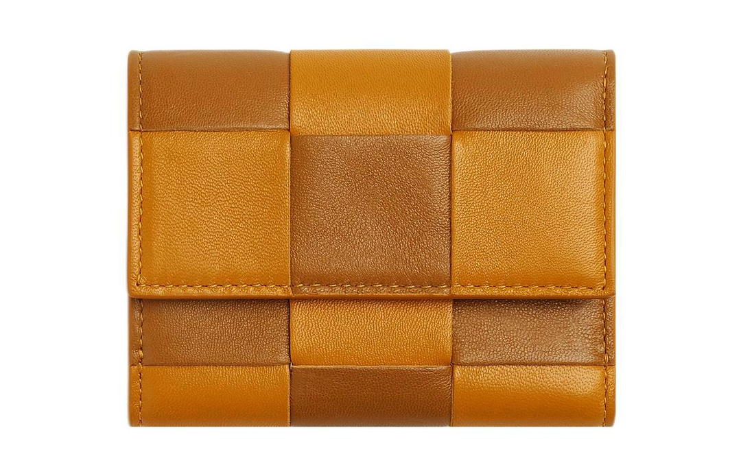 Bottega Veneta Bottega Veneta Cow Leather Wallet Small Size Women's Golden Brown/Camel